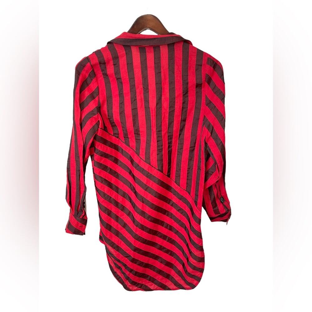 L’ACADEMIE NWT The Laramie Mini Dress Linen Red & Black Striped Size XXS Revolve - Picture 8 of 13
